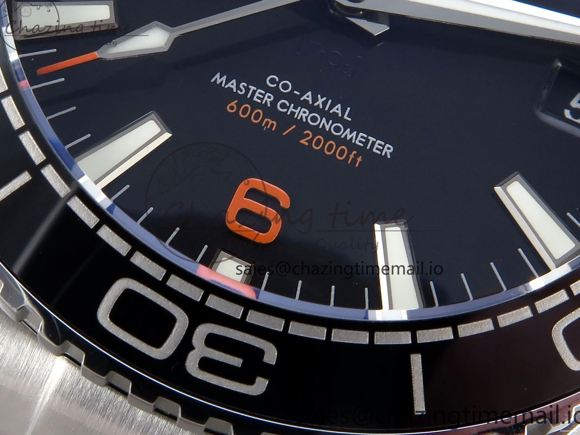 0509 WrinkleFree Seamaster Planet Ocean 600M 43.5mm SS SCF 1:1 Best Edition Black Orange Bezel Black Dial on SS Bracelet A8900 Super Clone 7682